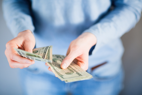 Woman counting money