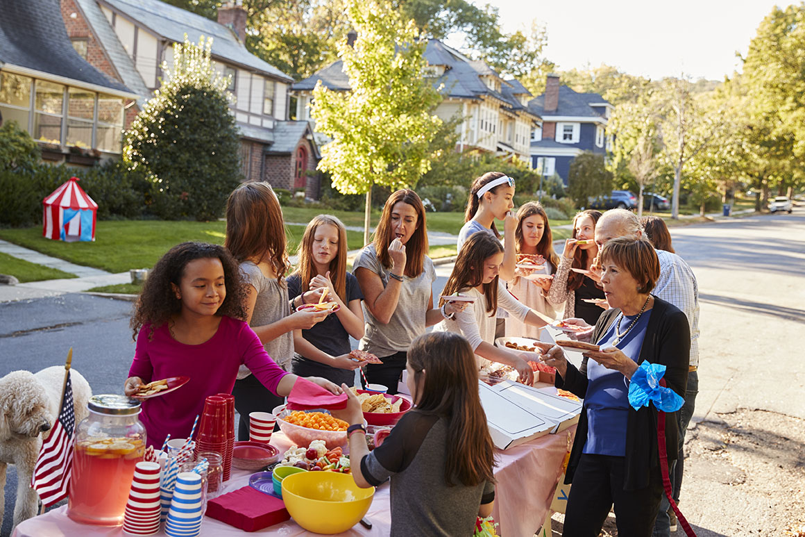 Neighbors coming together for a block party